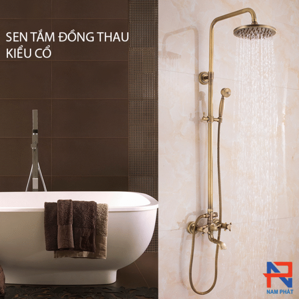 Sen Tắm Đứng Đồng Thau Kiểu Cổ NPST003